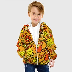 Куртка с капюшоном детская Хохлома золотой фон, цвет: 3D-белый — фото 2