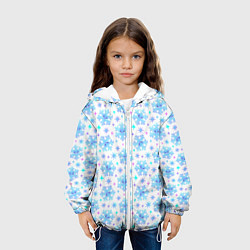 Куртка с капюшоном детская Снежинки с цветными звездами на белом фоне, цвет: 3D-белый — фото 2