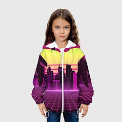 Куртка с капюшоном детская Синтвейв рассвет, цвет: 3D-белый — фото 2