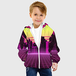 Куртка с капюшоном детская Синтвейв рассвет, цвет: 3D-белый — фото 2