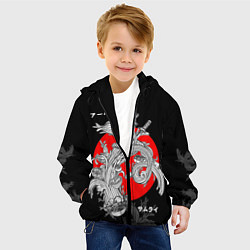 Куртка с капюшоном детская Катаны и рамэн, цвет: 3D-черный — фото 2