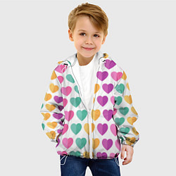 Куртка с капюшоном детская Яркие сердечки, цвет: 3D-белый — фото 2