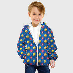 Куртка с капюшоном детская Новогодние ёлочные игрушки, цвет: 3D-белый — фото 2
