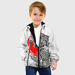 Куртка с капюшоном детская Самурай с мечом на белом фоне, цвет: 3D-черный — фото 2