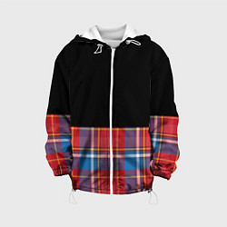 Куртка с капюшоном детская Классическая шотландка, цвет: 3D-белый