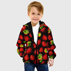 Куртка с капюшоном детская Клубничка - ягоды, цвет: 3D-черный — фото 2