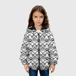 Куртка с капюшоном детская Черно белый геометрический узор, цвет: 3D-черный — фото 2