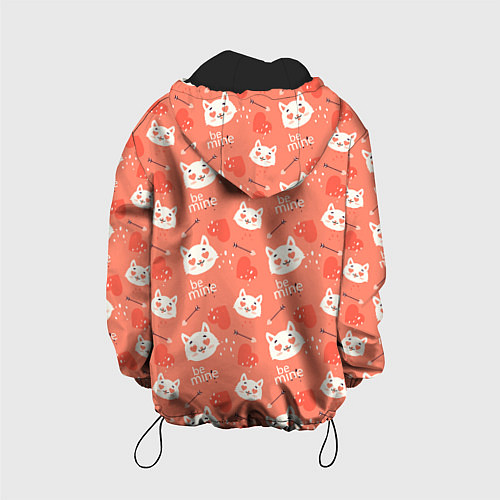 Детская куртка Паттерн кот на персиковом фоне / 3D-Черный – фото 2