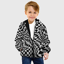 Куртка с капюшоном детская Пластика шахматной доски, цвет: 3D-черный — фото 2