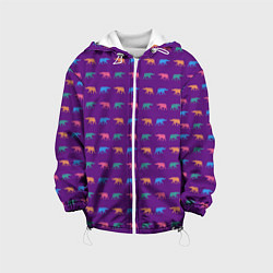 Куртка с капюшоном детская Разноцветные слоны, цвет: 3D-белый