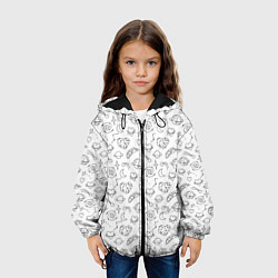 Куртка с капюшоном детская Дудлы с темой любви и космоса, цвет: 3D-черный — фото 2