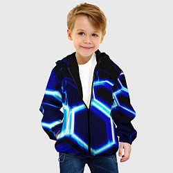 Куртка с капюшоном детская Neon abstraction plates storm, цвет: 3D-черный — фото 2