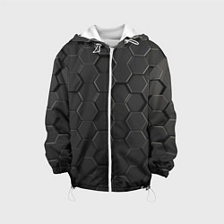 Куртка с капюшоном детская Abstraction hexagon grey, цвет: 3D-белый