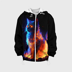 Куртка с капюшоном детская Огненная кошка, цвет: 3D-белый