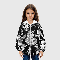 Куртка с капюшоном детская Египетские знаки на черном фоне, цвет: 3D-белый — фото 2