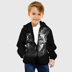 Куртка с капюшоном детская Волки - белый и черный, цвет: 3D-черный — фото 2