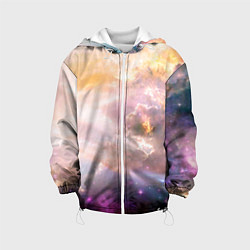 Куртка с капюшоном детская Аморфное абстрактное космическое красочное небо, цвет: 3D-белый