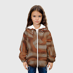 Куртка с капюшоном детская Тёмно-золотистые абстрактные волны, цвет: 3D-белый — фото 2