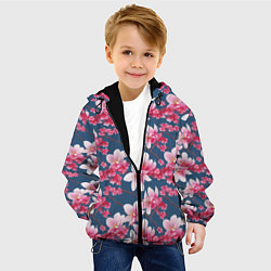 Куртка с капюшоном детская Паттерн сакура, цвет: 3D-черный — фото 2