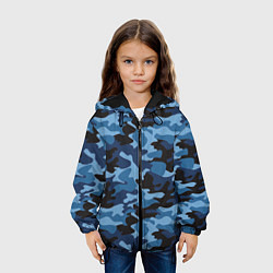 Куртка с капюшоном детская Сине-черный камуфляж, цвет: 3D-черный — фото 2