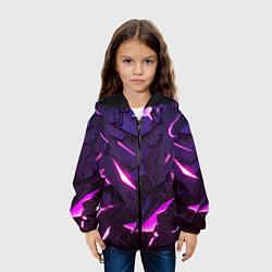 Куртка с капюшоном детская Неоновые абстрактные электрические плиты, цвет: 3D-черный — фото 2