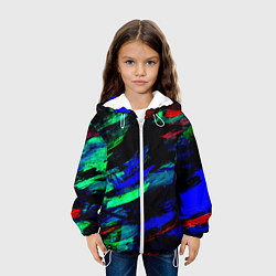 Куртка с капюшоном детская Мазки кистью, цвет: 3D-белый — фото 2