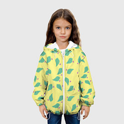 Куртка с капюшоном детская Лист и букашка на желтом фоне орнамент, цвет: 3D-белый — фото 2