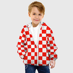Куртка с капюшоном детская Узор из квадартов, цвет: 3D-белый — фото 2