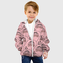 Куртка с капюшоном детская Цветы в стиле бохо на пудрово-розовом фоне, цвет: 3D-белый — фото 2