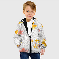 Куртка с капюшоном детская Нарисованный цветы - светлый, цвет: 3D-черный — фото 2