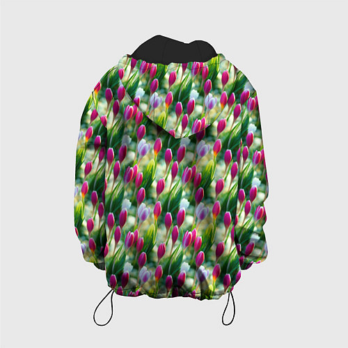 Детская куртка Весенние тюльпаны и подснежники / 3D-Черный – фото 2