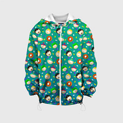 Куртка с капюшоном детская Южный Парк - паттерн персонажи, цвет: 3D-белый