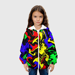 Куртка с капюшоном детская Разводы цветных красок, цвет: 3D-белый — фото 2