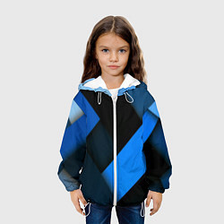 Куртка с капюшоном детская Геометрия синие полосы, цвет: 3D-белый — фото 2