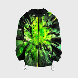 Куртка с капюшоном детская Fractal green explosion, цвет: 3D-черный