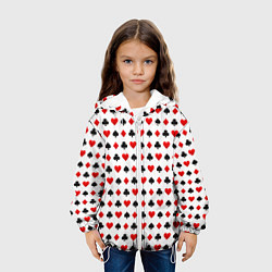 Куртка с капюшоном детская Карточные масти на белом фоне, цвет: 3D-белый — фото 2