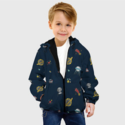 Куртка с капюшоном детская Паттерн - галактика, цвет: 3D-черный — фото 2
