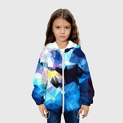 Куртка с капюшоном детская Polygon blue abstract collection, цвет: 3D-белый — фото 2