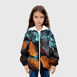 Куртка с капюшоном детская Цветные камни, цвет: 3D-белый — фото 2