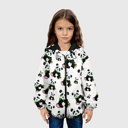 Куртка с капюшоном детская Панды и бамбук, цвет: 3D-черный — фото 2