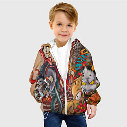 Куртка с капюшоном детская Иредзуми: демон и дракон, цвет: 3D-белый — фото 2