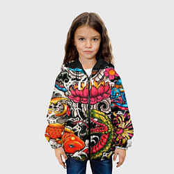 Куртка с капюшоном детская Иредзуми: цветущий лотос, цвет: 3D-черный — фото 2