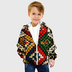 Куртка с капюшоном детская Русский узор крестиком, цвет: 3D-белый — фото 2