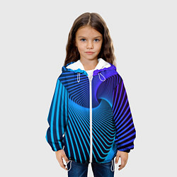 Куртка с капюшоном детская Неоновая спираль - мода, цвет: 3D-белый — фото 2