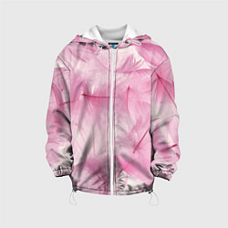 Куртка с капюшоном детская Розовые перышки, цвет: 3D-белый