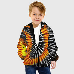 Куртка с капюшоном детская Tie dye - тай дай в черно белую полоску, цвет: 3D-черный — фото 2