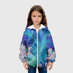 Куртка с капюшоном детская Авангардная фрактальная композиция, цвет: 3D-белый — фото 2