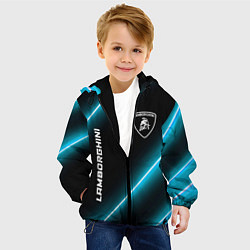 Куртка с капюшоном детская Lamborghini неоновые лампы, цвет: 3D-черный — фото 2