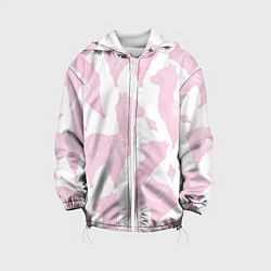 Куртка с капюшоном детская Розовые альпаки - паттерн, цвет: 3D-белый