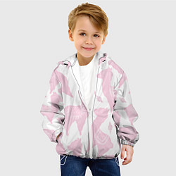 Куртка с капюшоном детская Розовые альпаки - паттерн, цвет: 3D-белый — фото 2